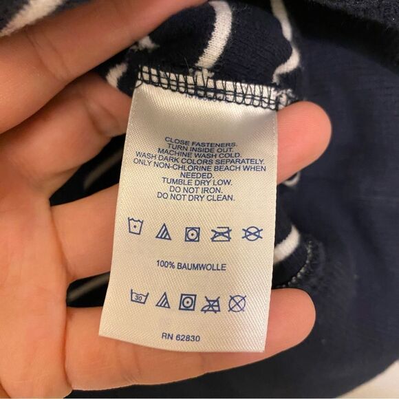 Lands' End Men's navy blue striped Rib Quarter Zip cotton Sweater preppy L - Picture 7 of 9